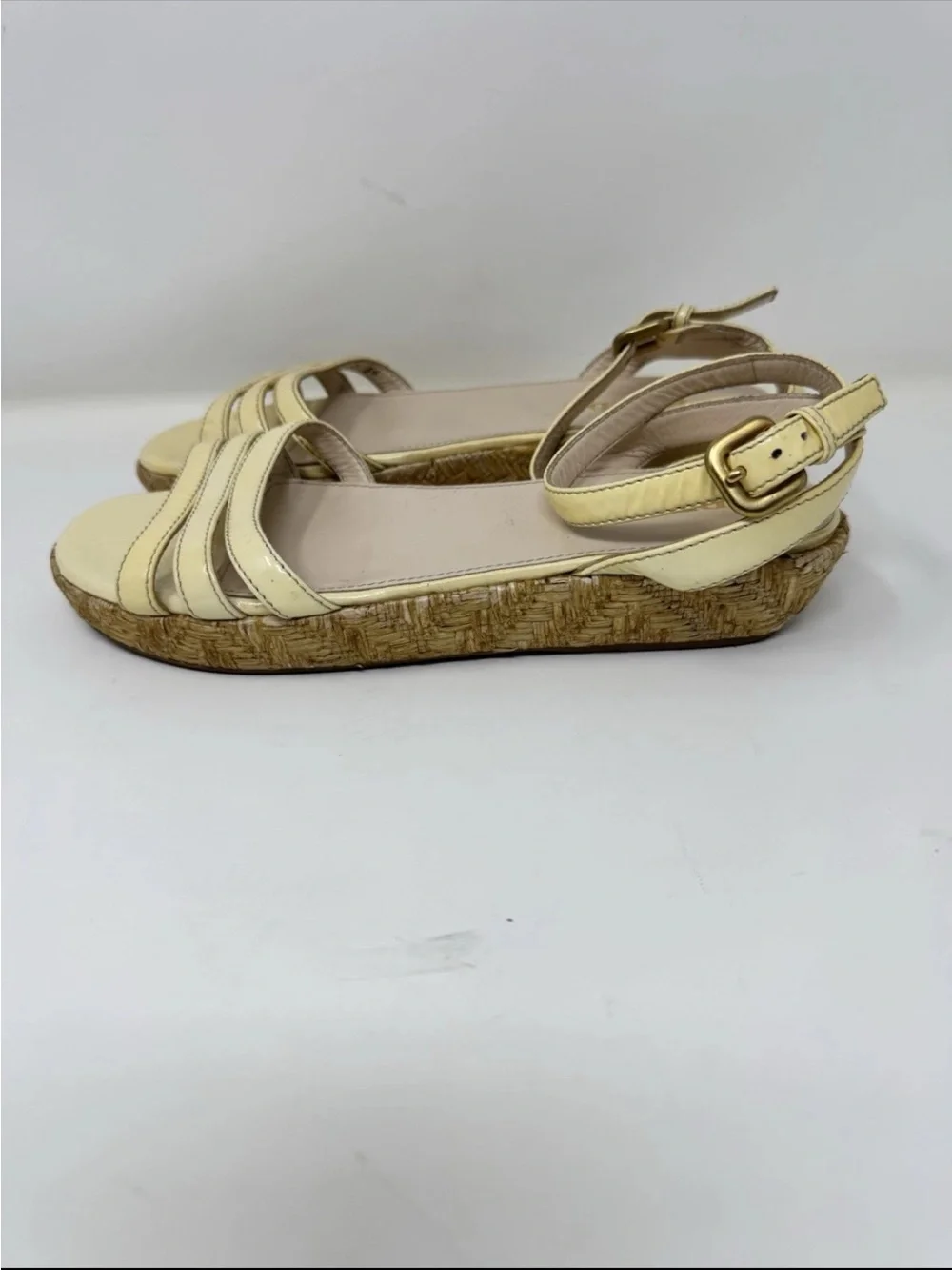Prada Cream Leather Strappy Espadrille Sandals preowned - Picture 2 of 7